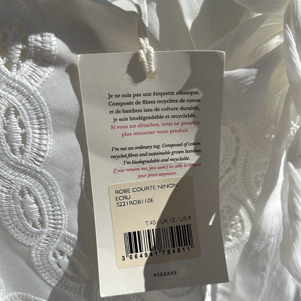 STUNNING Sezane dress 8 white lace wedding bridal shower rehearsal influencer - Picture 6 of 15